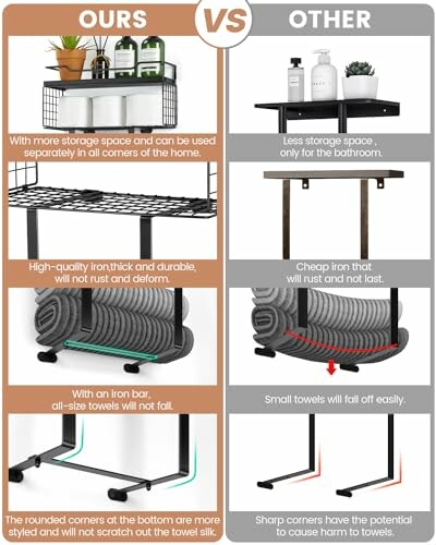Comparison between two bathroom storage options, highlighting features and benefits.