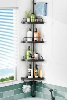 HAMITOR Corner Shower Caddy Tension Pole