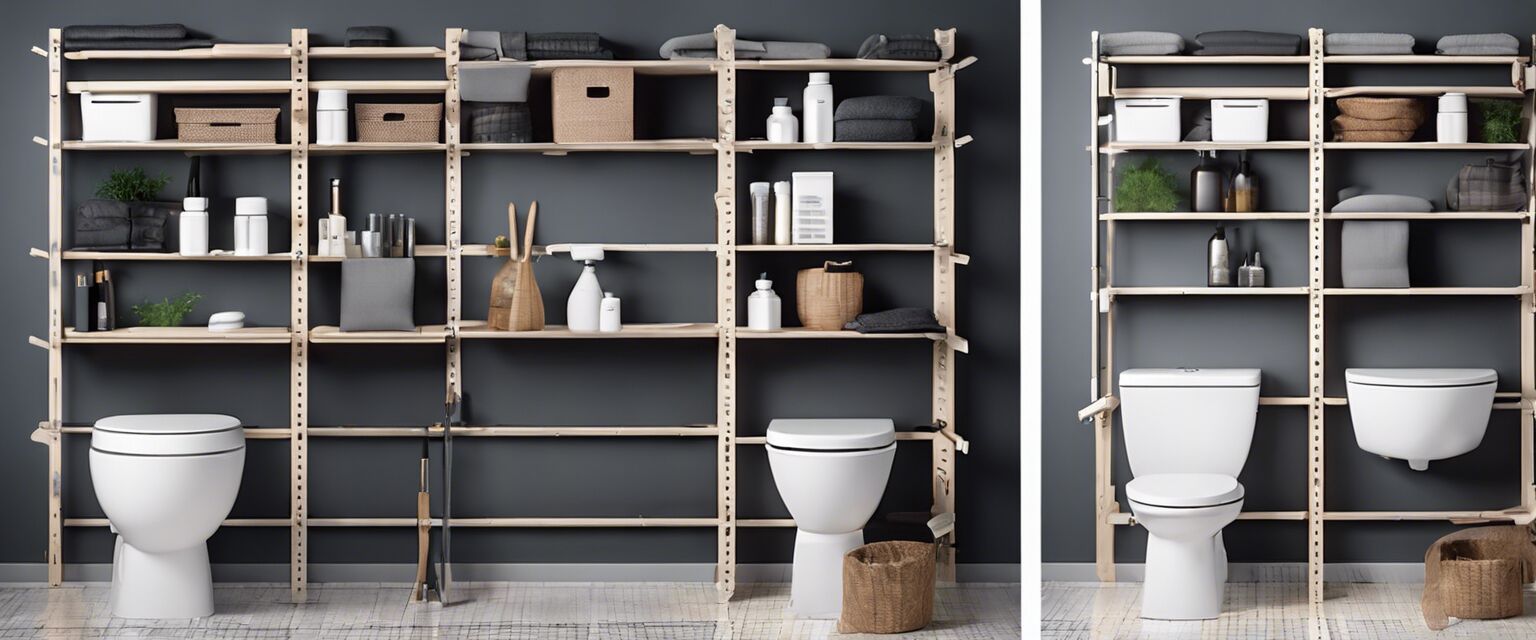 Installation of over-the-toilet storage rack