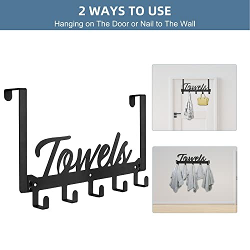 Towel rack with hooks for door or wall mounting.