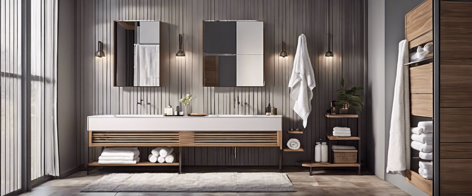Modern bathroom with towel racks